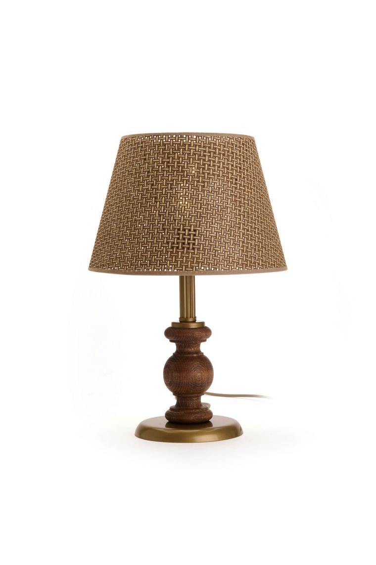 Evidea Lighting Fiona Ahşap Abajur - Ceviz Ayak / Kahverengi Başlık - 40 cm