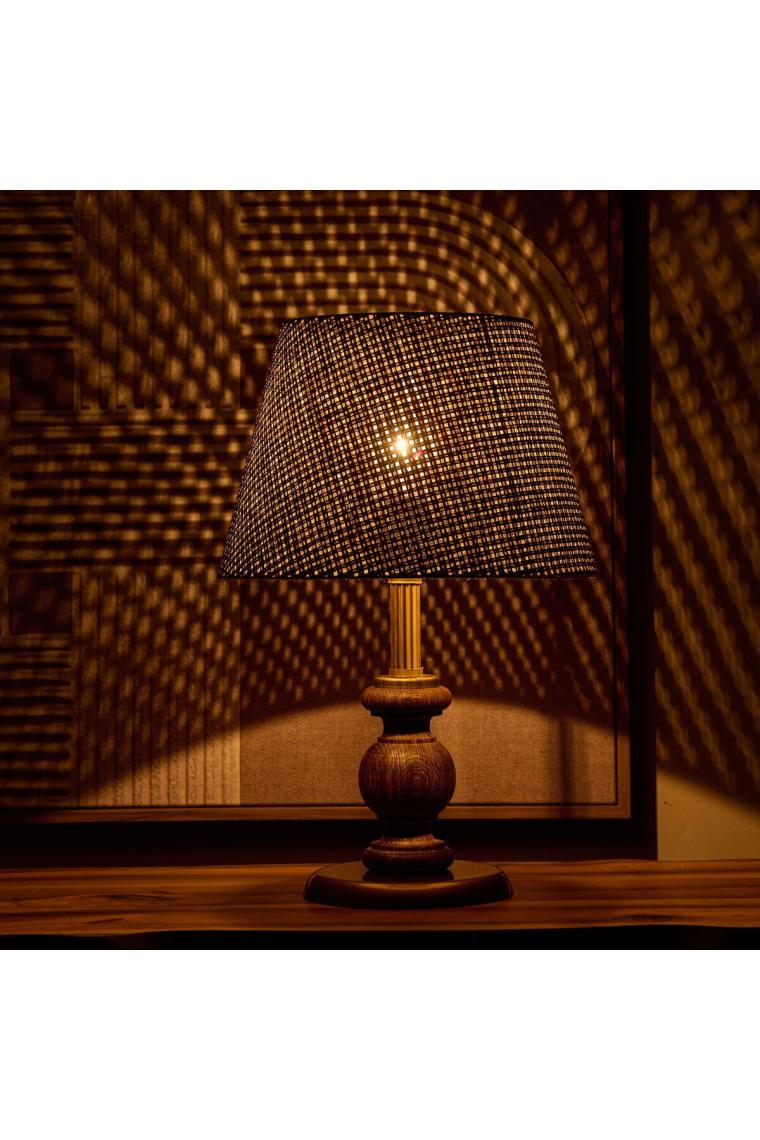 Evidea Lighting Fiona Ahşap Abajur - Ceviz Ayak / Kahverengi Başlık - 40 cm
