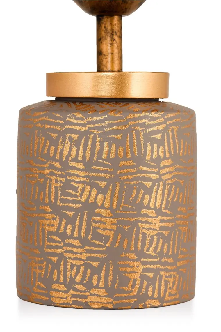 Hmydesign Grande Seramik Abajur Gri Gold