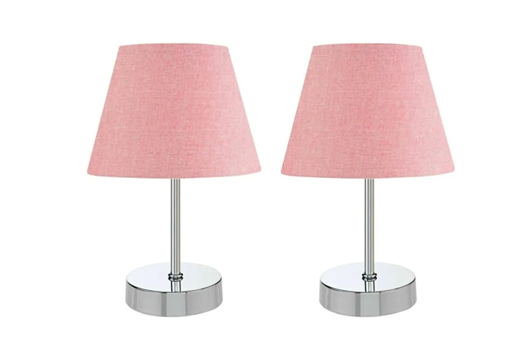 Evlight 3'lü Set Avize ve Komodin Üstü Krom Abajur / Pembe