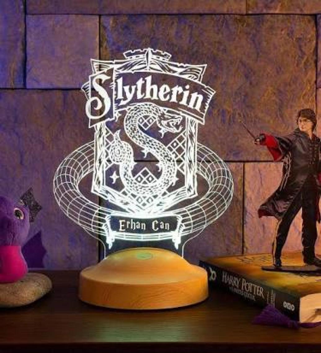 Sevgi Lambası Kişiye Özel Harry Potter Slyhterin Hogwarts Hediyesi, Slyhterin Hediyesi 3D LED Lamba