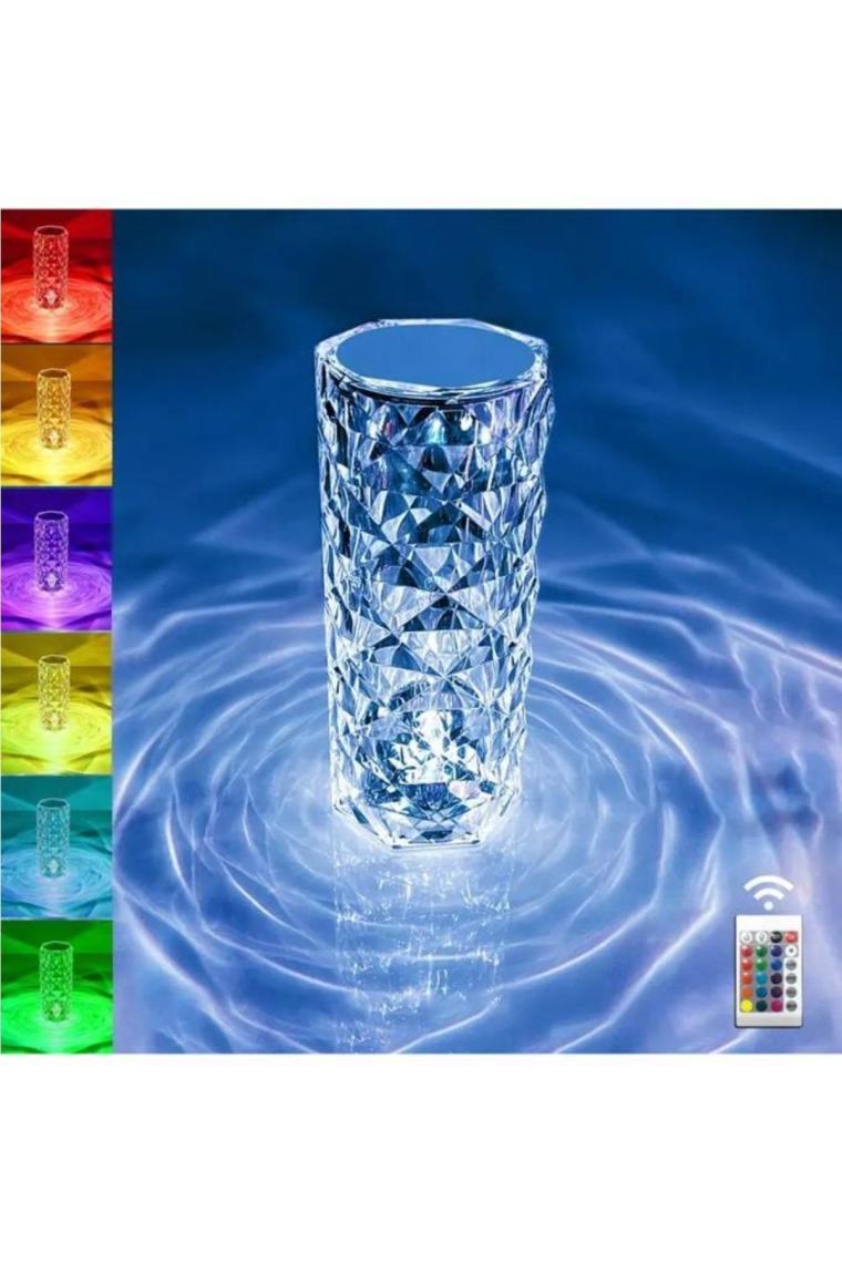 Torima Projeksiyon Masa Lambası Kristal Elmas LED Dokunmatik Sensör USB Şarj Restoran Masa Lambası
