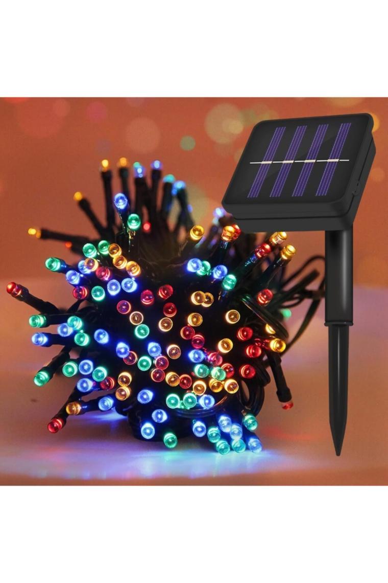 Techno Smart Solar 50 Ledli 7 Metre Bahçe Aydınlatma Dekorasyon Güneş Enerjili LED Rgb Işık