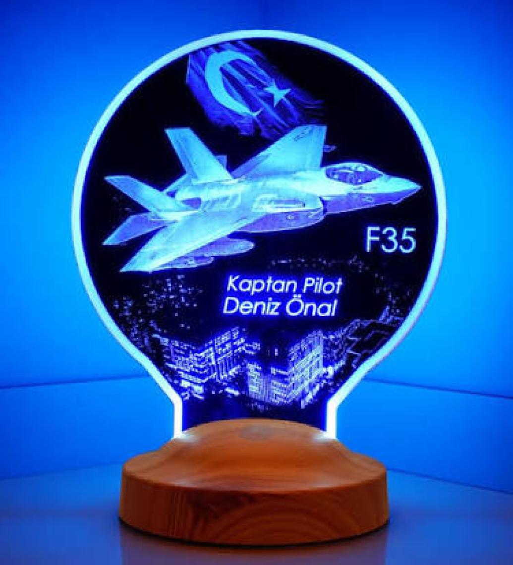 Sevgi Lambası F35 Savaş Uçağı Kişiye Özel Uçak Led Lamba