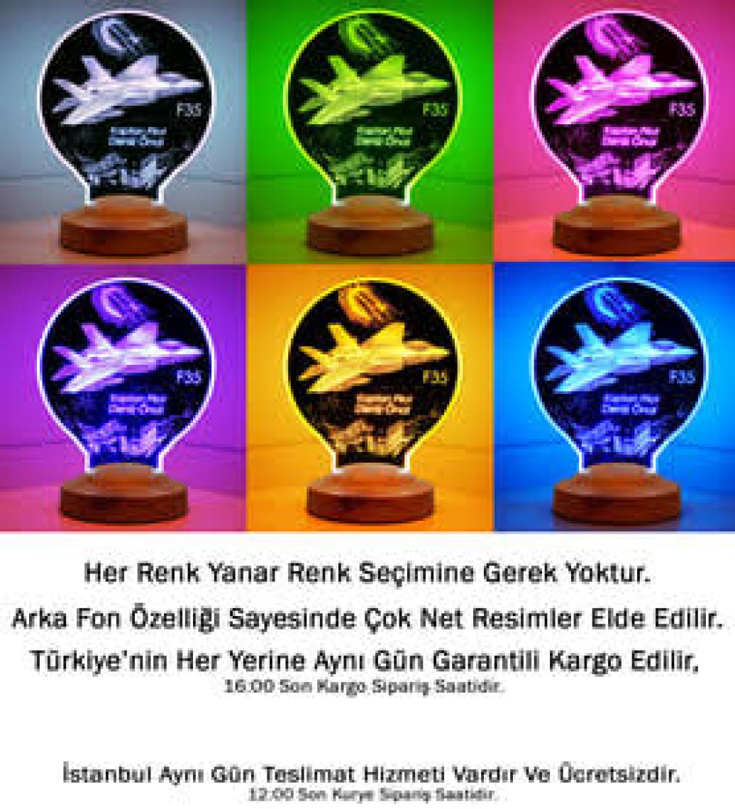Sevgi Lambası F35 Savaş Uçağı Kişiye Özel Uçak Led Lamba