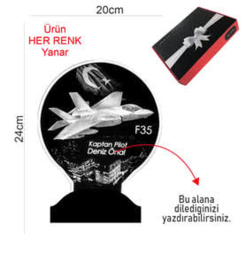 Sevgi Lambası F35 Savaş Uçağı Kişiye Özel Uçak Led Lamba