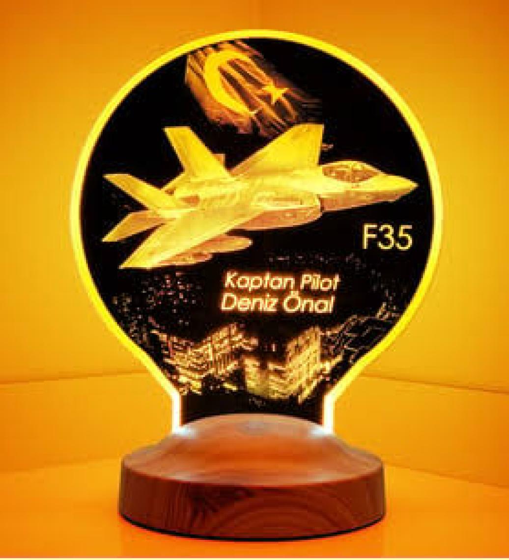 Sevgi Lambası F35 Savaş Uçağı Kişiye Özel Uçak Led Lamba