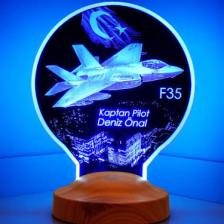 Sevgi Lambası F35 Savaş Uçağı Kişiye Özel Uçak Led Lamba