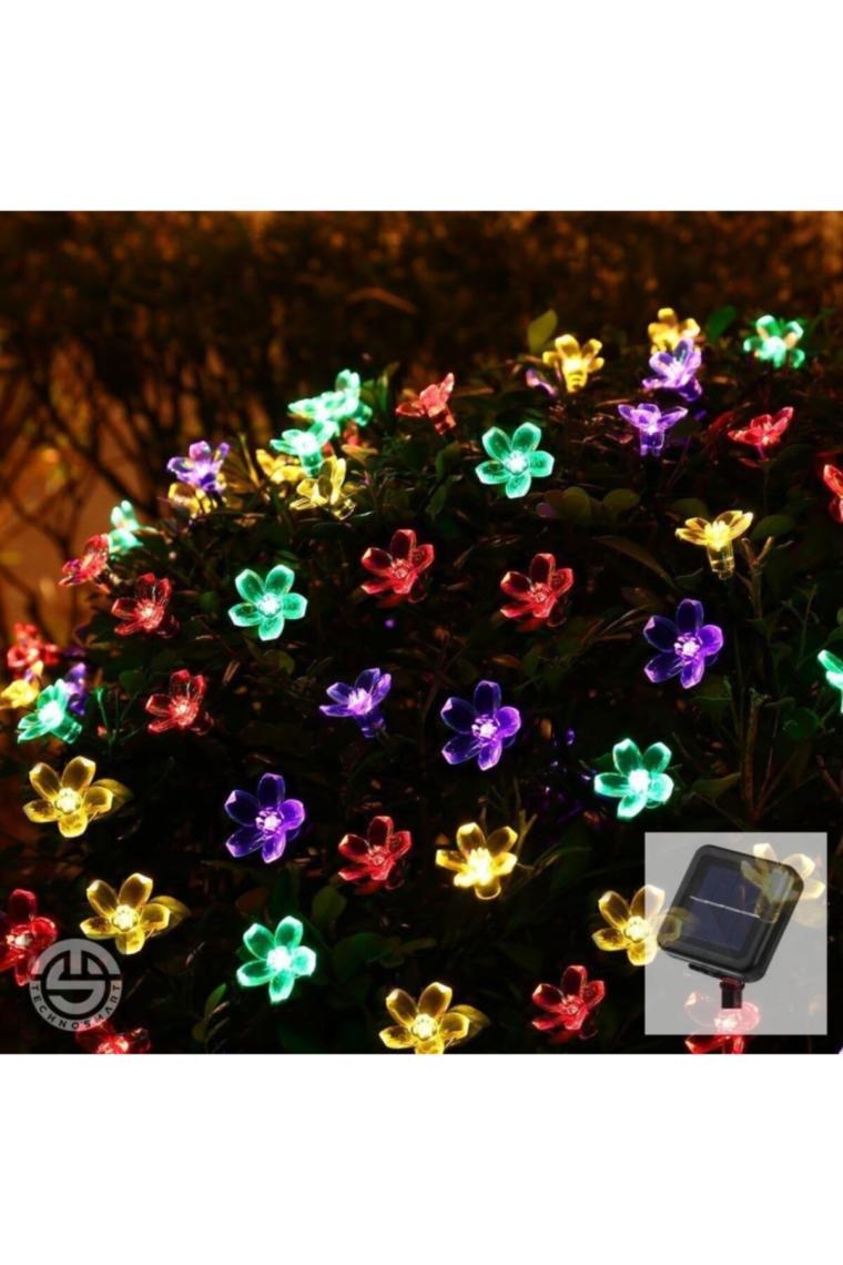 Techno Smart  50 Ledli 8 Modlu Solar Çiçekli Rgb Bayçe Aydınlatma Dekorasyon Güneş Enerjili
