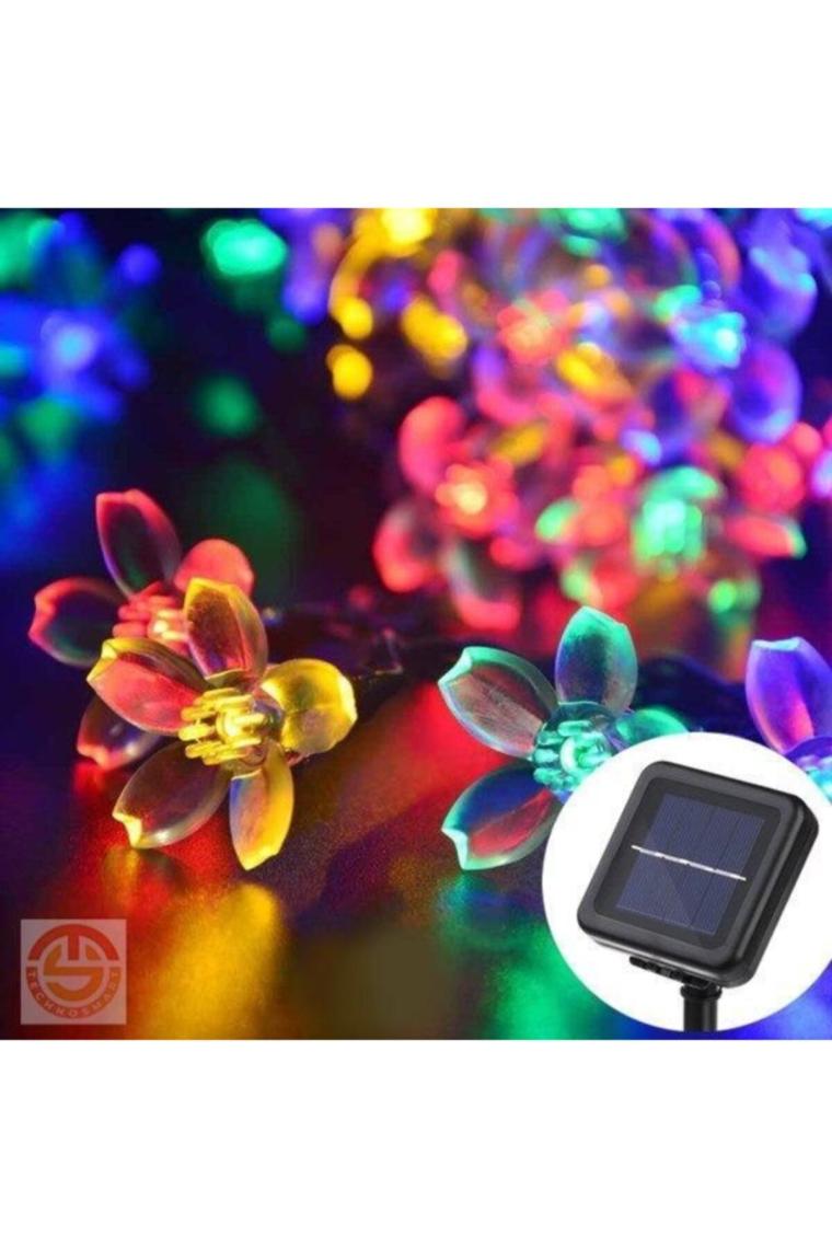 Techno Smart  50 Ledli 8 Modlu Solar Çiçekli Rgb Bayçe Aydınlatma Dekorasyon Güneş Enerjili