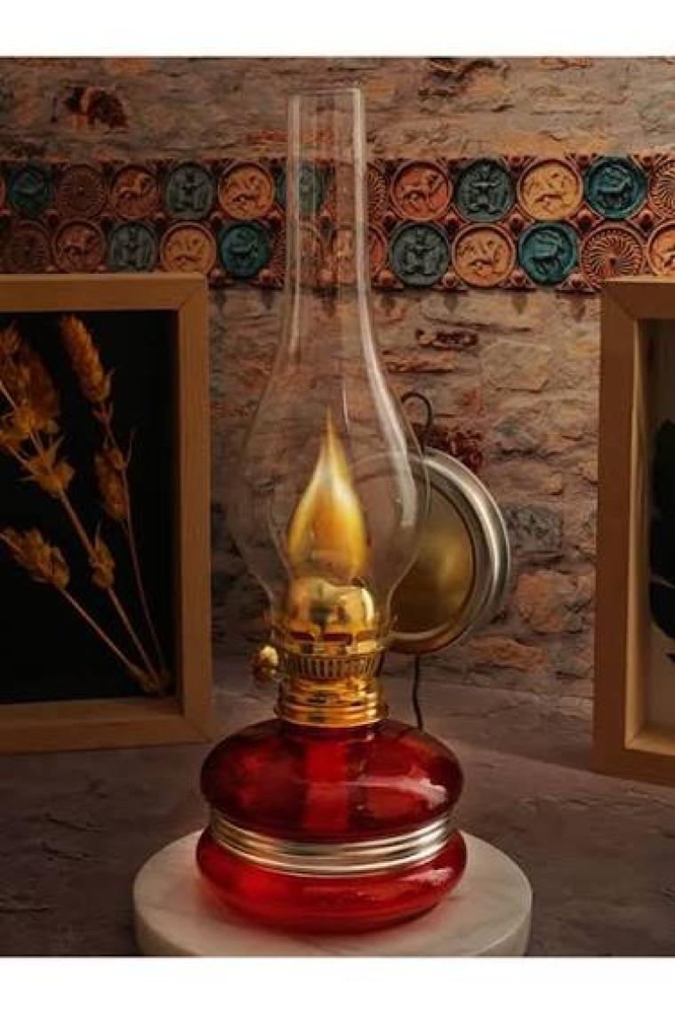 Kristal Cam Nostaljik Cam Gaz Lambası Gece Lambası