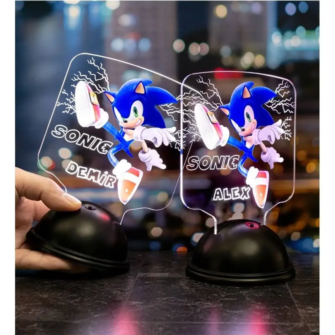 Sevgi Lambası Kirpi Sonic Hediyesi, Çocuk Odası Süper Sonic Hediyesi Isimli LED Lamba, Sonic Tasarım LED Lamba