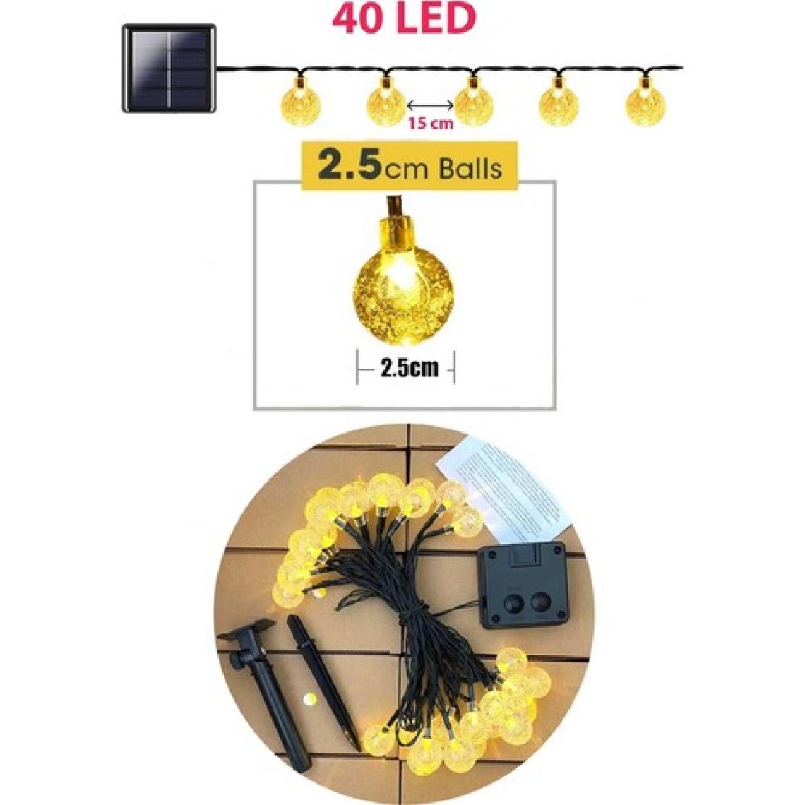Trendpoint 40 Ledli 8 Modlu Solar Büyük Kristal Top Bahçe Aydınlatma Dekorasyon Güneşenerji Sarıışık