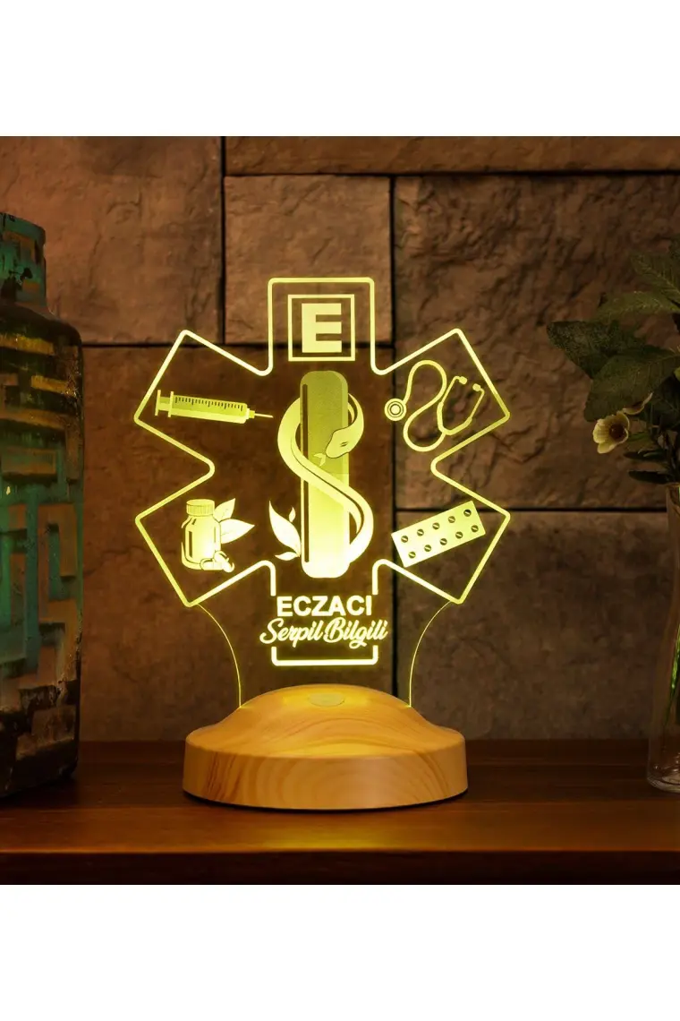 Sevgi Lambası Eczacılar Günü Hediyesi, Eczacılara Özel Hediye, Eczane Logolu Kişiye Özel LED Lamba