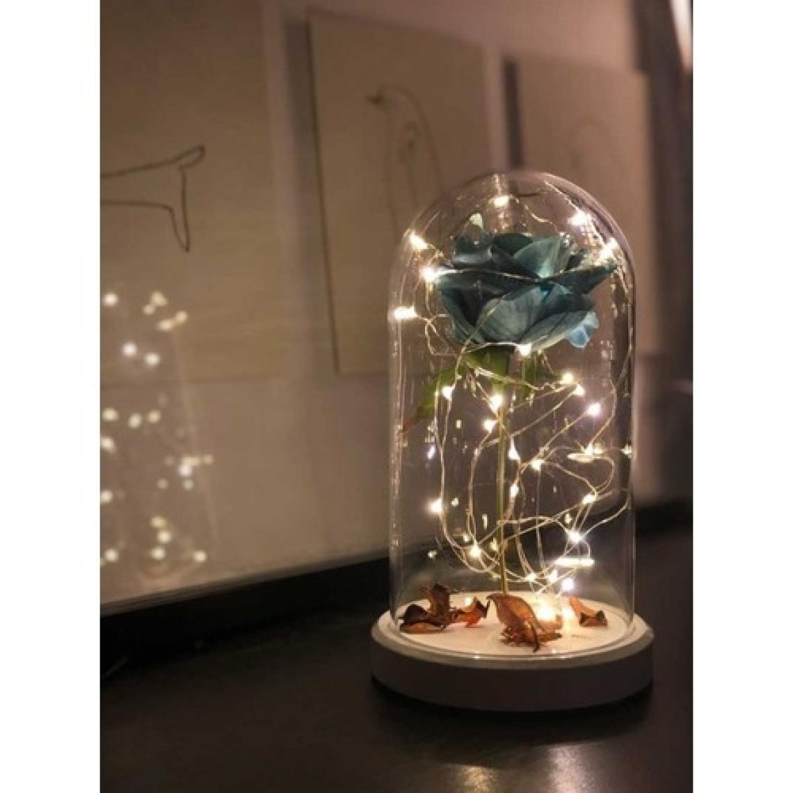 By Lamp Mavi Gül Işıklı Fanus Lamba Doğum Günü Hediyesi Gece Lambası