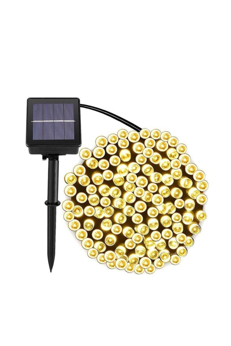 Techno Smart Solar 50 Ledli 7 Metre Bahçe Aydınlatma Dekorasyon Güneş Enerjili LED Sarı Işık