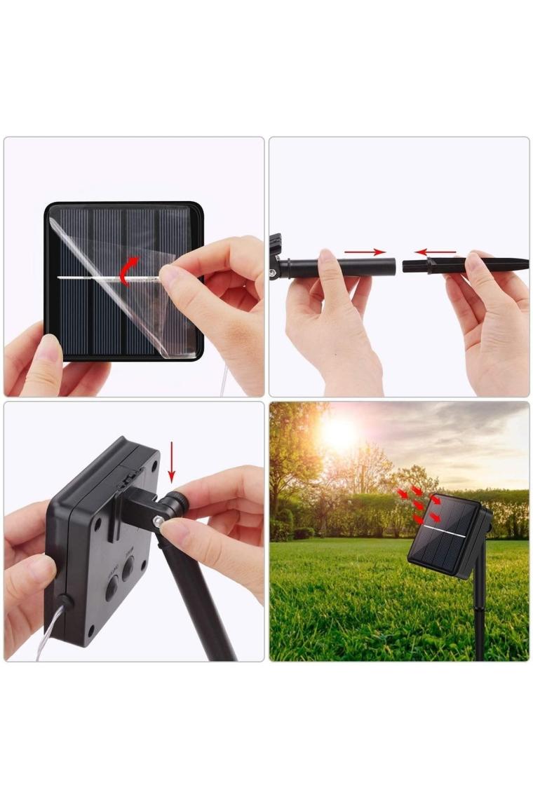Techno Smart Solar 50 Ledli 7 Metre Bahçe Aydınlatma Dekorasyon Güneş Enerjili LED Sarı Işık
