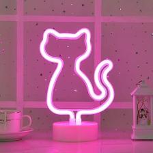 Epazzar Pembe Kedi Neon Lamba USB ve Pilli Cat Neon LED Işık