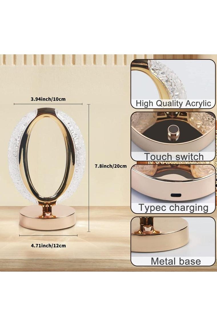 Torima Lw-21 Şarjlı Kristal Elmas Masa Lambası Dokunmatik Romantik Akrilik LED Gece Lambası