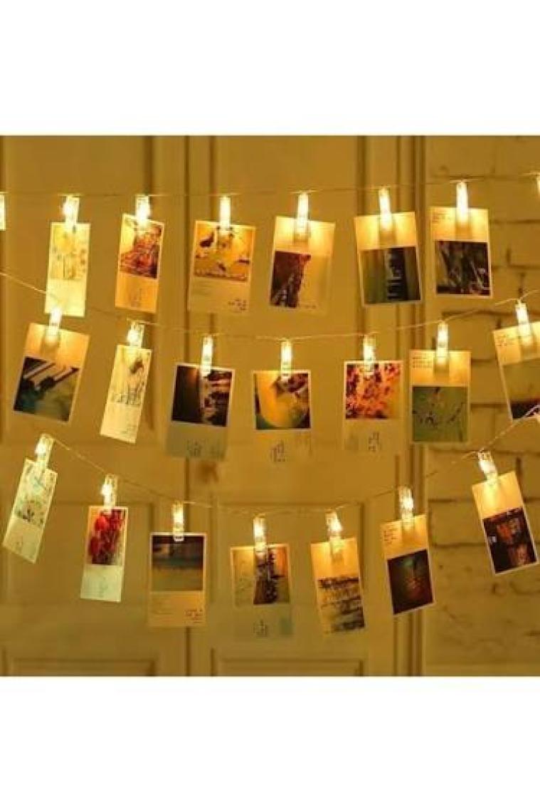 Taled Dekoratif Mandallı Ip LED Işık 3 Metre 20 Mandallı Pilli Işık