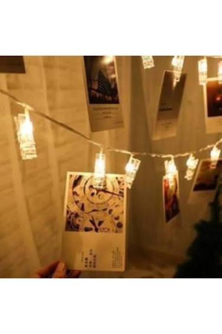 Taled Dekoratif Mandallı Ip LED Işık 3 Metre 20 Mandallı Pilli Işık