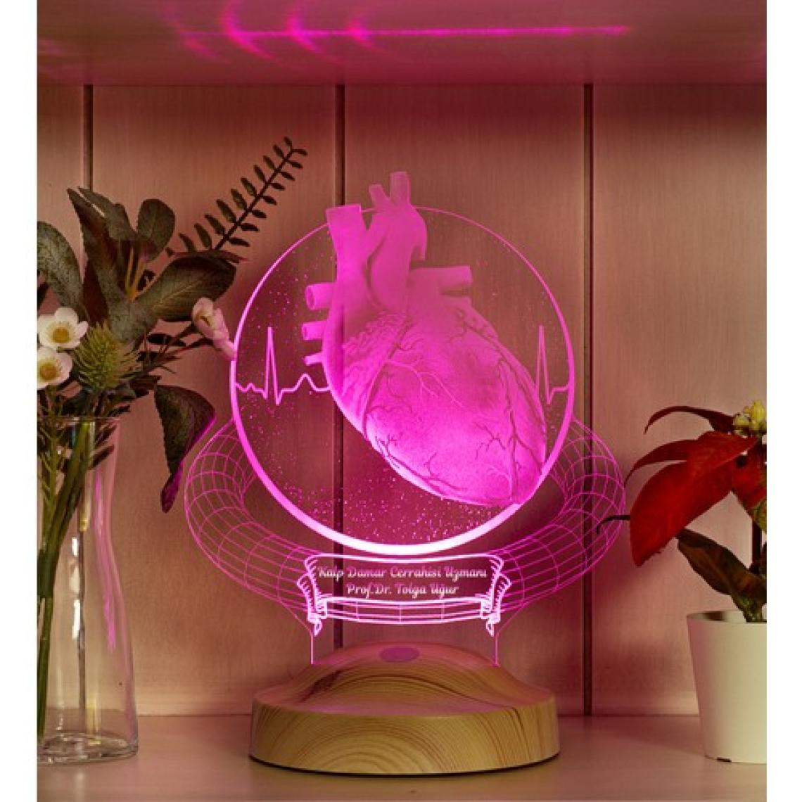 Sevgi Lambası 3D Kalp Cerrahı Hediyesi Kişiye Özel 3 Boyutlu LED Lamba