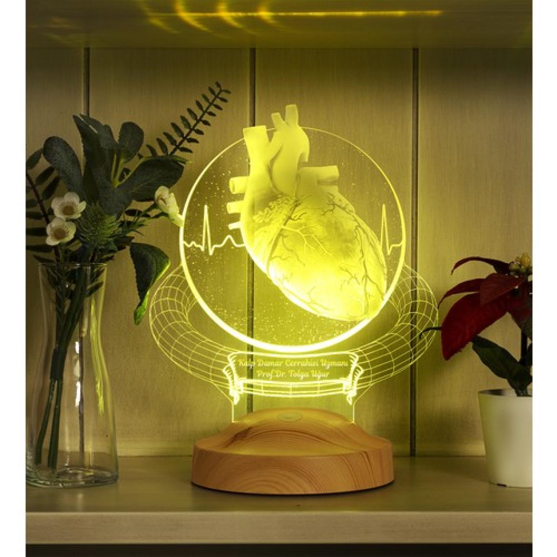 Sevgi Lambası 3D Kalp Cerrahı Hediyesi Kişiye Özel 3 Boyutlu LED Lamba