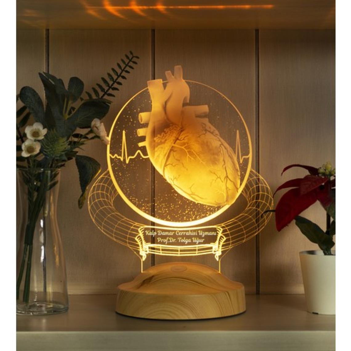Sevgi Lambası 3D Kalp Cerrahı Hediyesi Kişiye Özel 3 Boyutlu LED Lamba