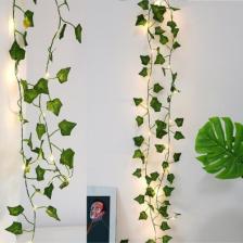 CajuArt Dekoratif Büyük Yapraklı 2 Metre Sarmaşık Çiçek LED Işık