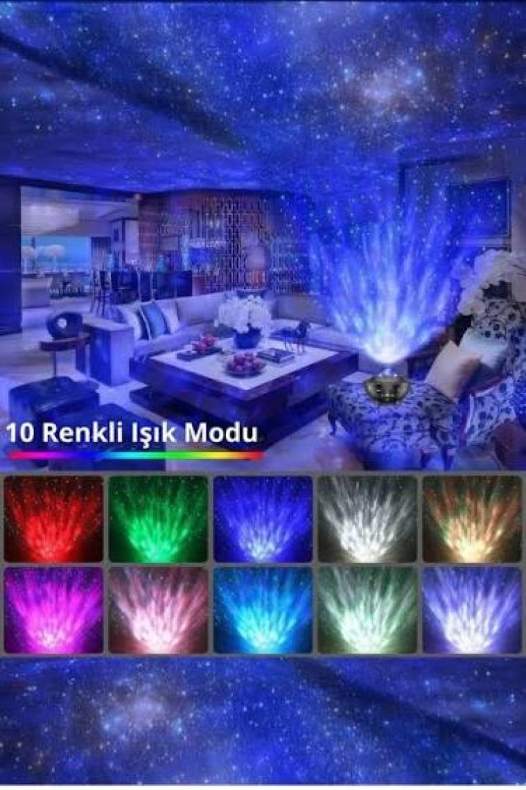 Triline LED Yıldız Bluetooth USB Projektör Okyanus Dalgası Gece Lambası
