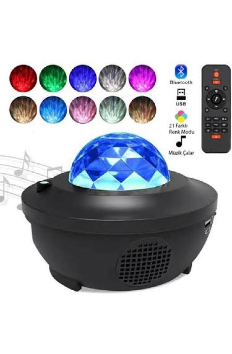 Triline LED Yıldız Bluetooth USB Projektör Okyanus Dalgası Gece Lambası