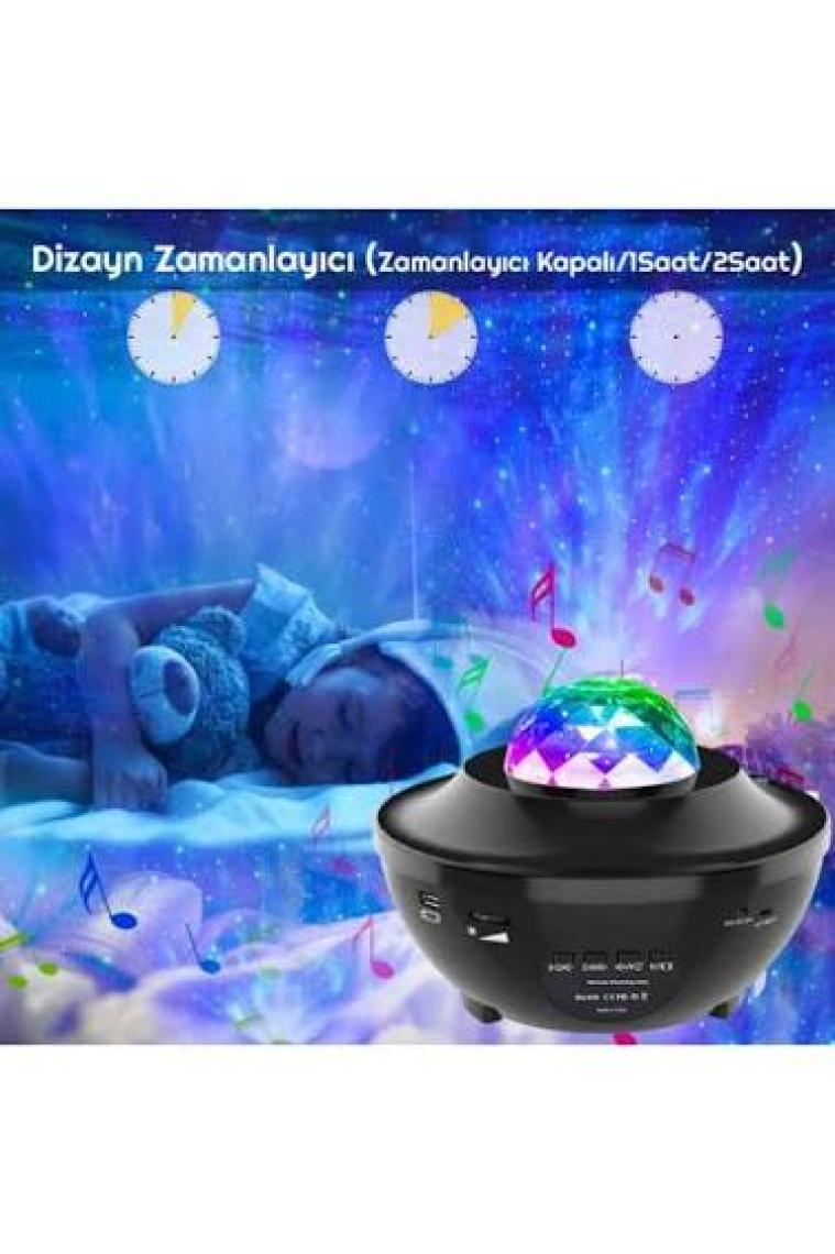 Triline LED Yıldız Bluetooth USB Projektör Okyanus Dalgası Gece Lambası