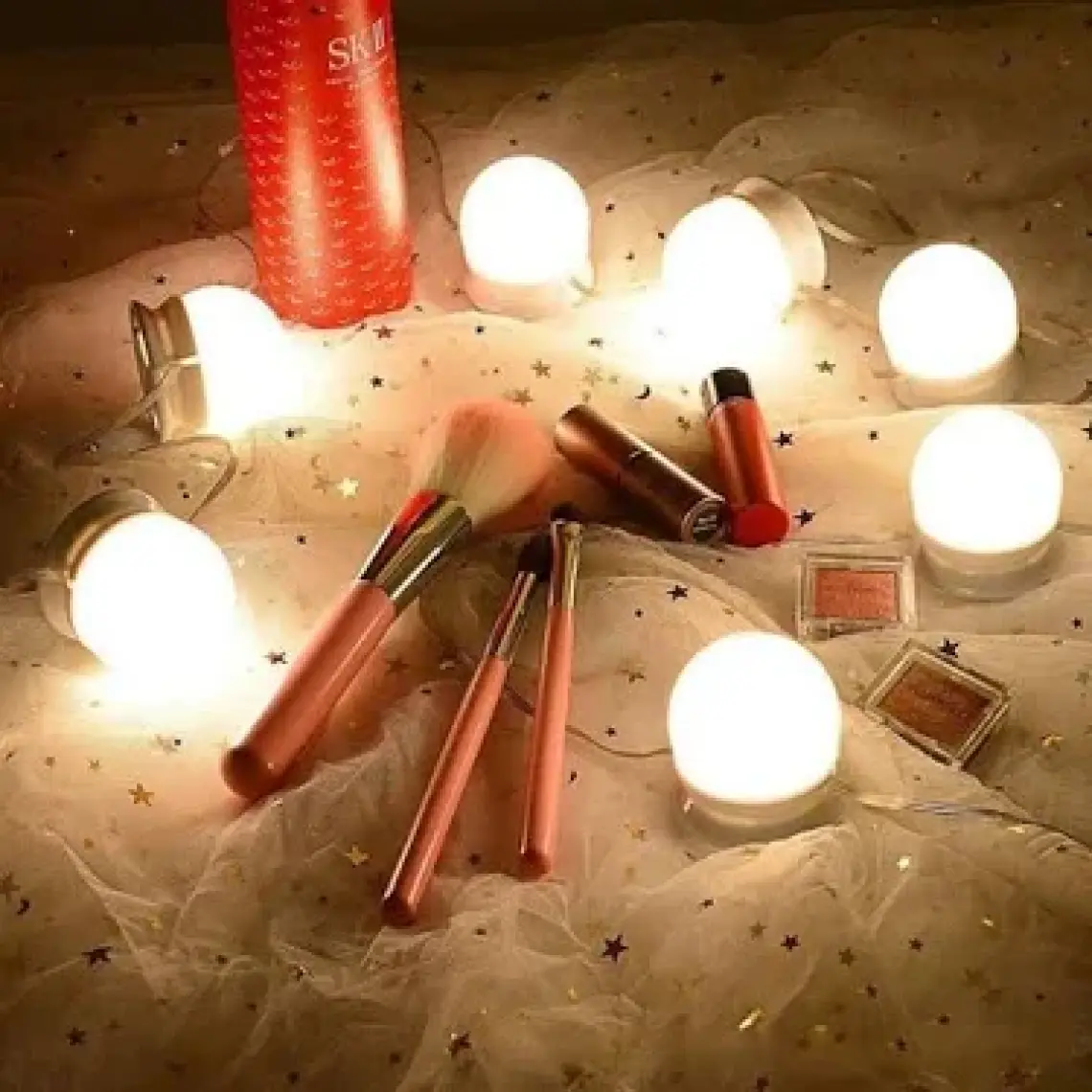 Hediye Filesi Nostalji Hollywood Tarzı 10'lu Makyaj Aynası Lambası Beyaz LED Işıklı Lamba USB
