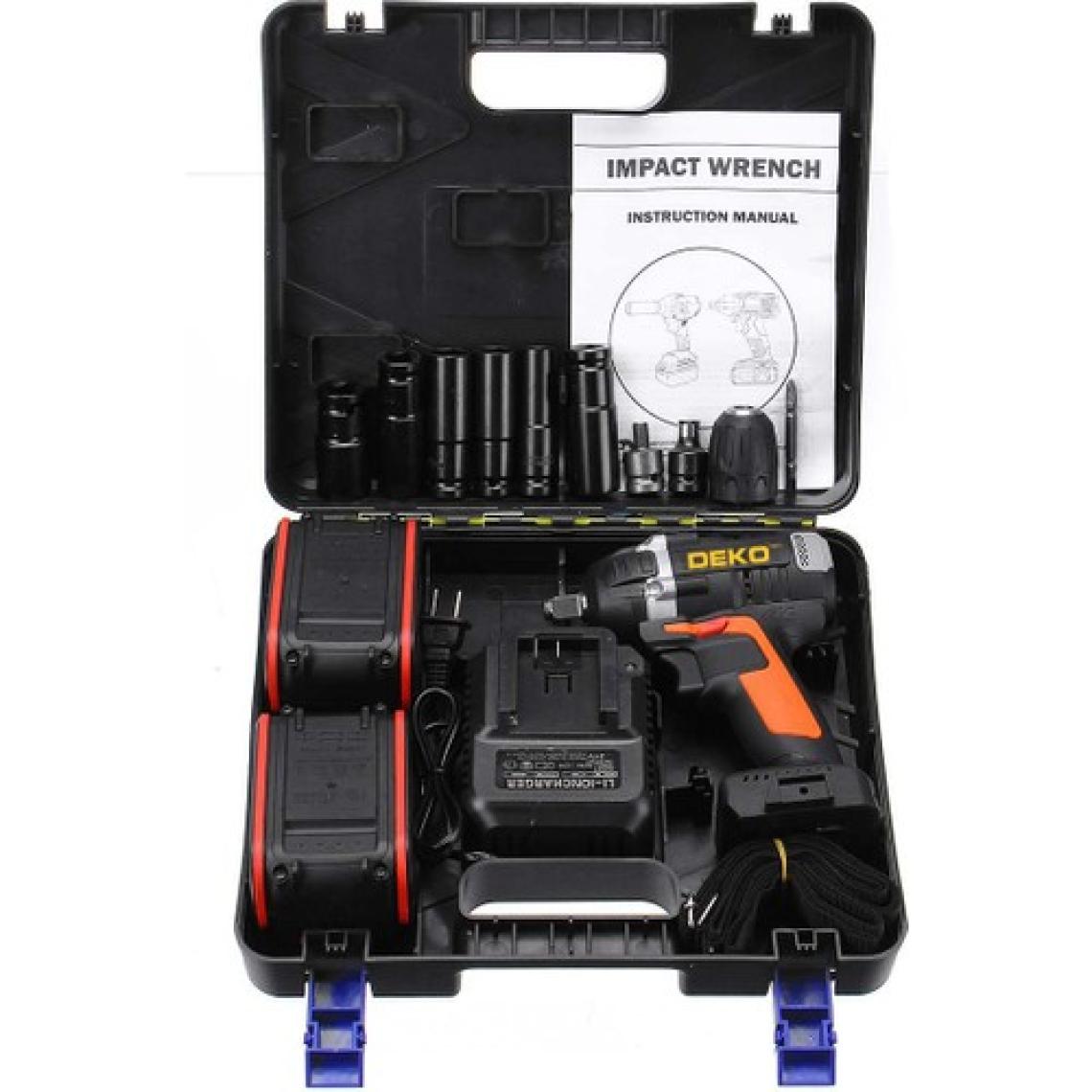 Deko DK5810TS 58V 10AH Kömürsüz Motor Darbeli Çift Vuruş Bijon Somun Sökme Makinesi Matkap Seti 520NM