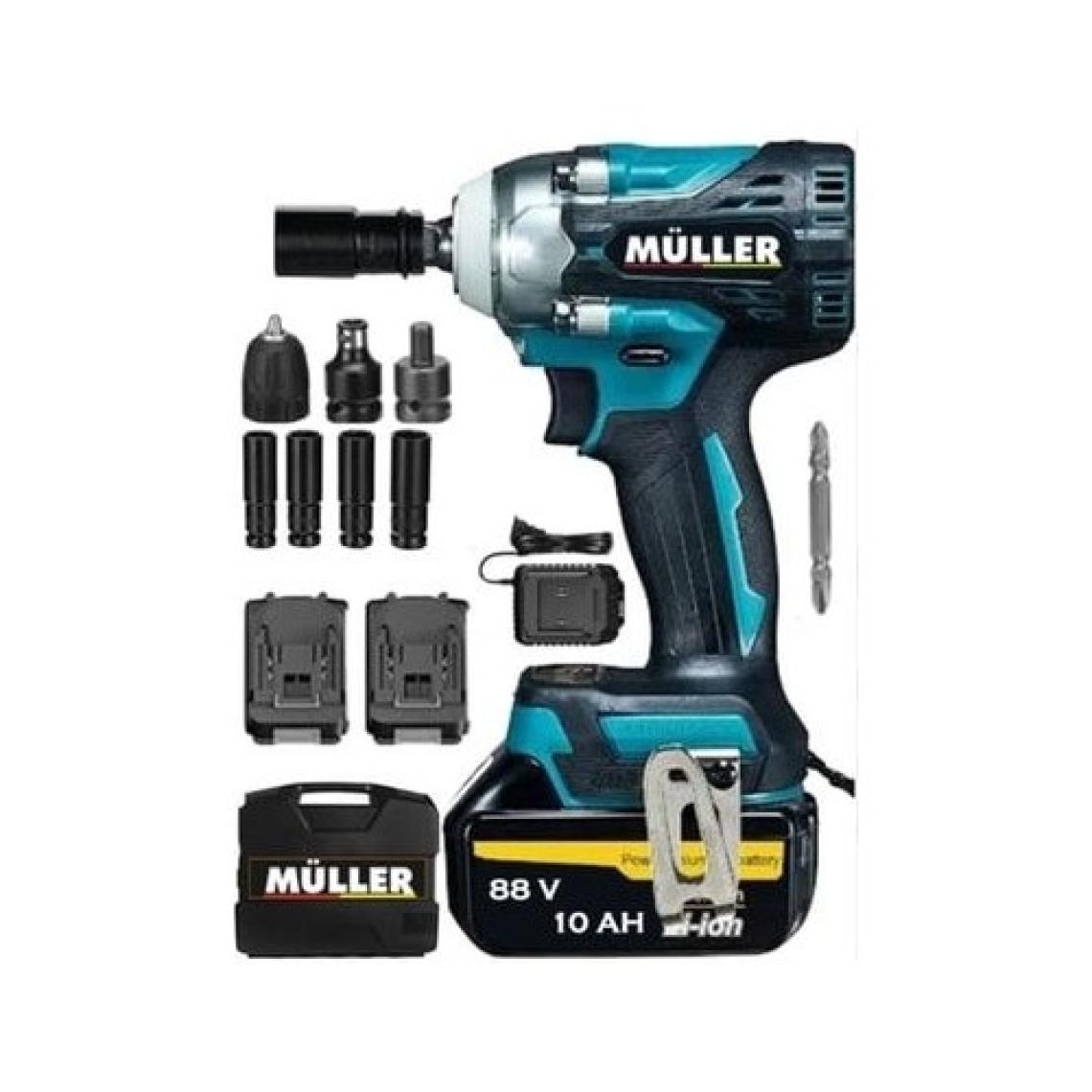 Müller Germany 88 V 10 Ah Motor Korumalı Metal Şanzıman Çift Akülü Darbeli Somun Sıkma Sökme Makinesi