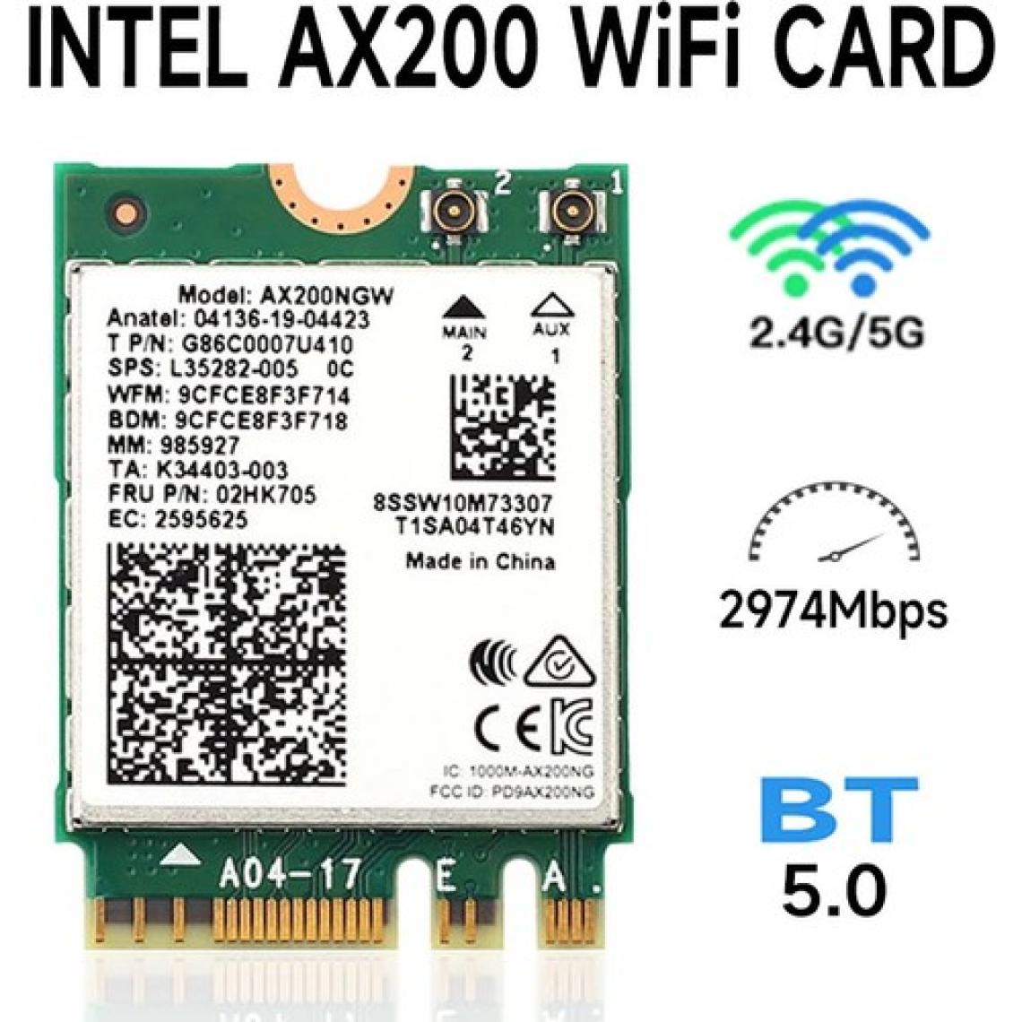 Intel AX200NGW Wi-Fi 6 Bluetooth 5.1 Network Kartı
