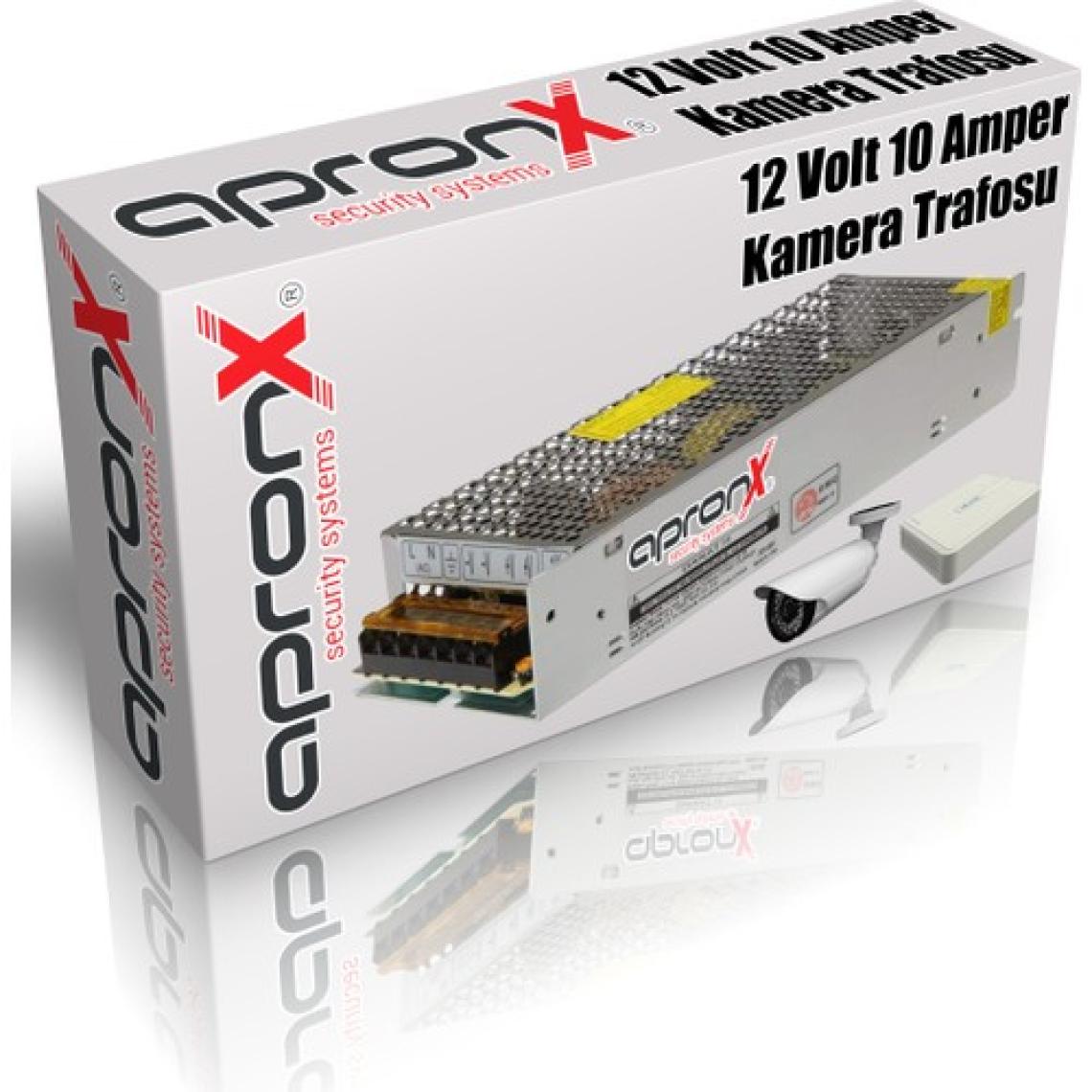 Apronx APX-1210A 12 Volt 10 Amper Metal Adaptör Güvenlik Kamerası Trafosu Kamera Adaptörü