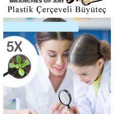 Büyüteç 40 mm 1 Adet 5x Plastik Sap Çerçeveli Büyüteç Merçek Okul Büro Ofis