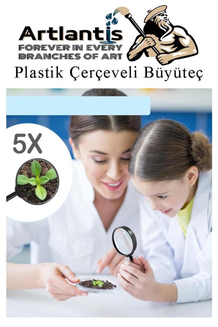 Büyüteç 40 mm 1 Adet 5x Plastik Sap Çerçeveli Büyüteç Merçek Okul Büro Ofis