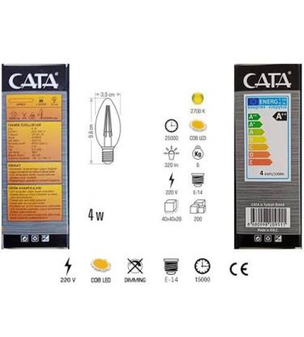 Cata CT-4280 4W E14 Rustik LED Dekoratif Buji Ampul 4'lü Paket