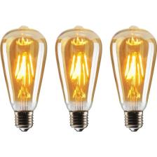 Edison ST64 Flamanlı 4W Rustik LED Ampul 3'lü Paket Dekoratif Vintage Aydınlatma