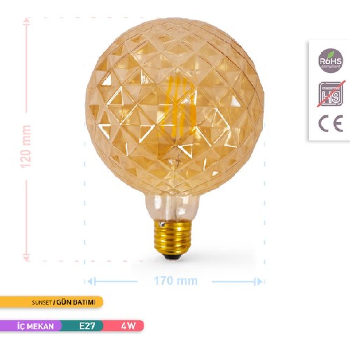 Ack G125 Rustık Led Ampul 2200K Sarı Işık 350Lm 220-240V 4W E27