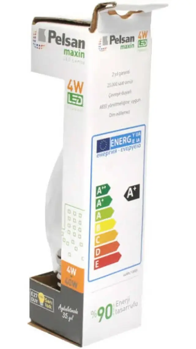 Pelsan Maxin 4W Buji Filament Led Ampul E27 3000K
