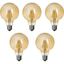 Edison G95 Flamanlı Rustik 6W Led Ampul 5'li Dekoratif Vintage Aydınlatma Amber Rengi