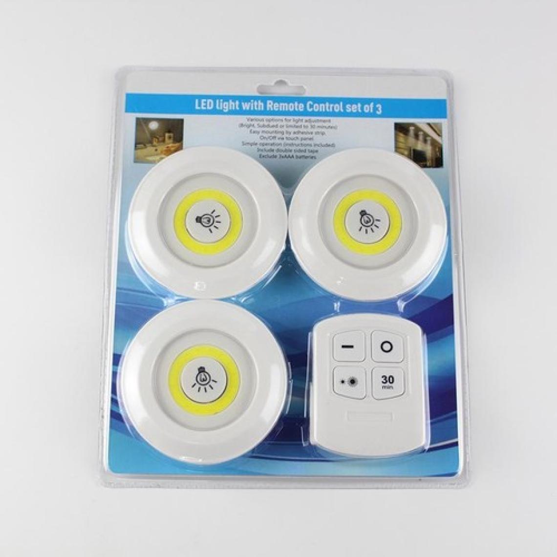 Dükkan Roza Uzaktan Kumandalı 3 Lü Spot LED Lamba Kablosuz Pilli Işıldak