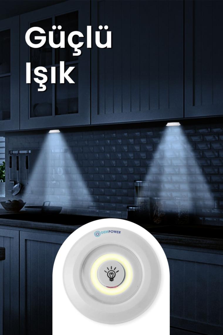 Dükkan Roza Uzaktan Kumandalı 3 Lü Spot LED Lamba Kablosuz Pilli Işıldak