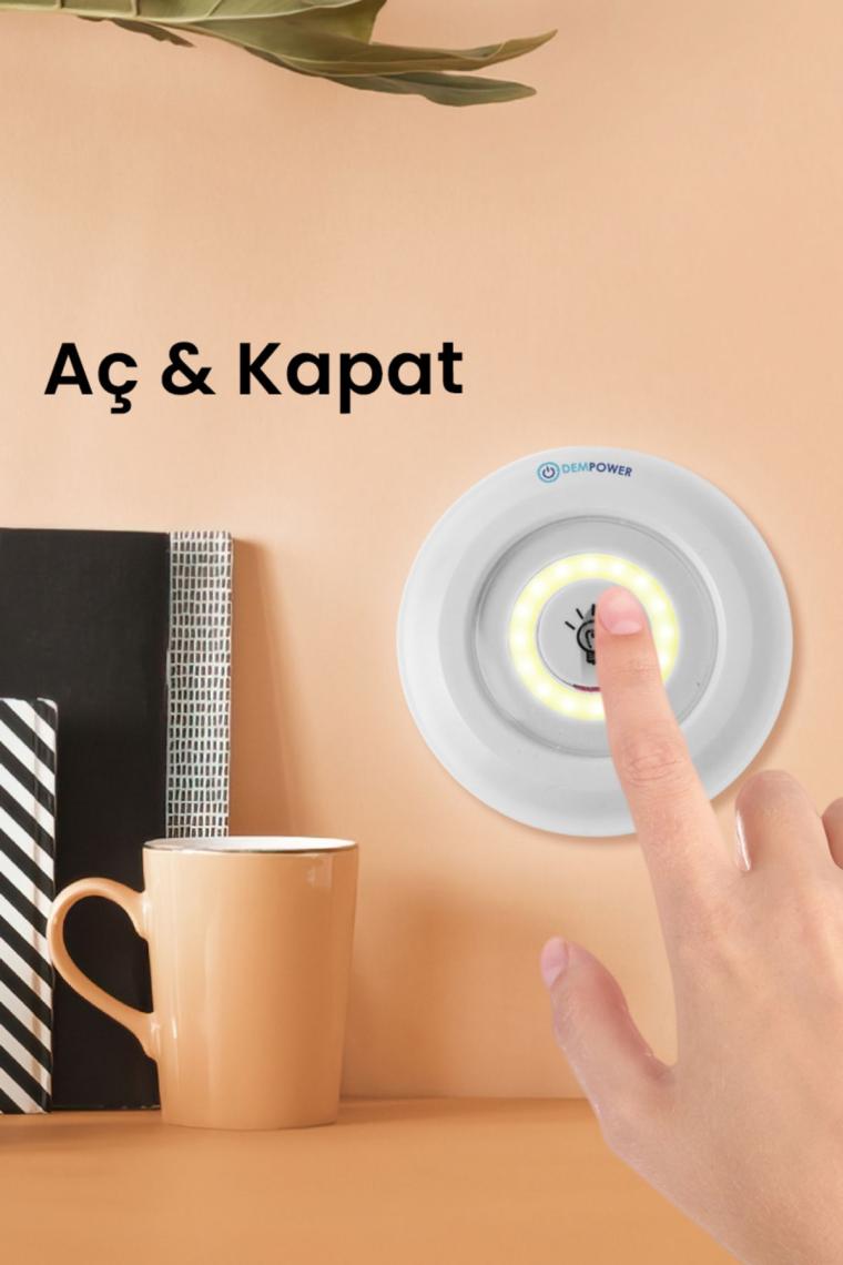 Dükkan Roza Uzaktan Kumandalı 3 Lü Spot LED Lamba Kablosuz Pilli Işıldak