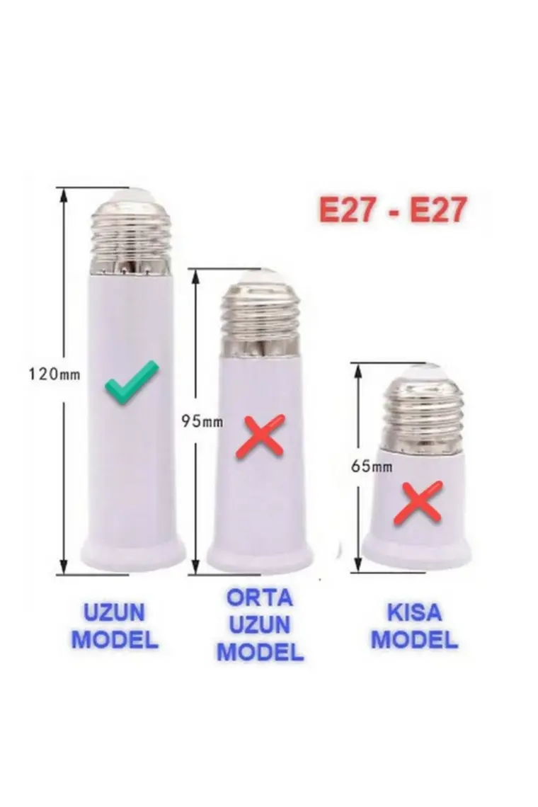 Detay Kablo E27 To E27 Duy Uzatma Adaptörü (Ampulu 9 cm Uzaklaştırır) (Uzun Model) (FAN İÇİN ALMAYINIZ)