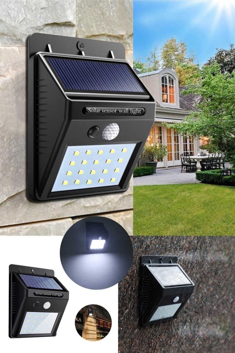Pazariz Güneş Enerjili Sokak Lambası Solar Bahçe Armatürü Aydınlatması Dış Mekan Işık 20 LED