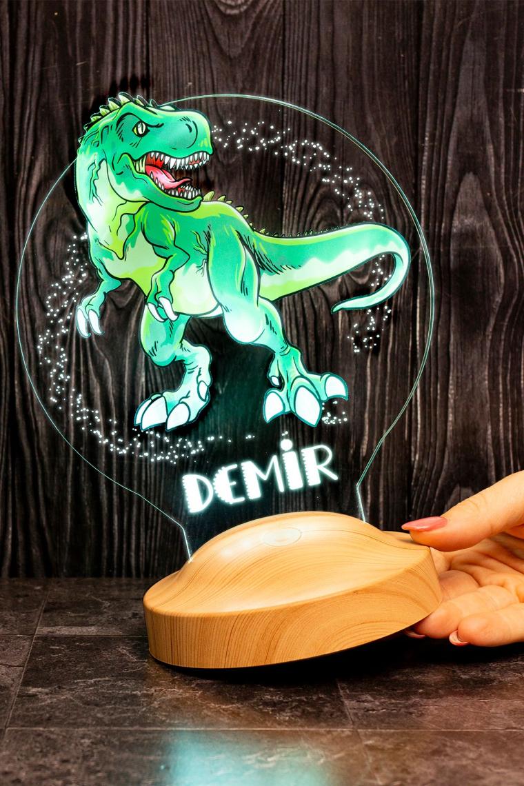 Sevgi Lambası Çocuk Hediyesi Dinozor 3D LED Lamba T-Rex Tasarımlı Çocuk Odası Gece Lambası